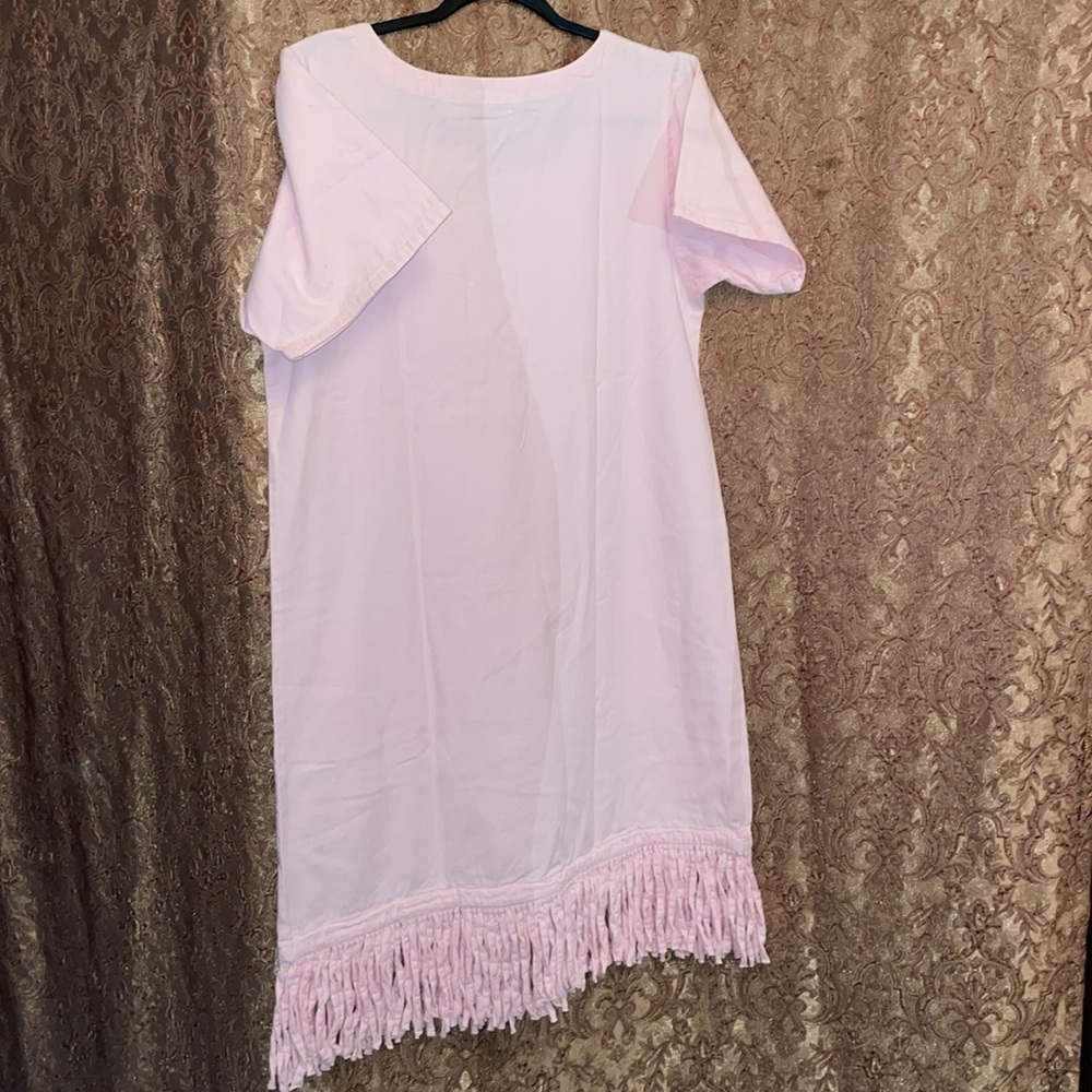 NWT LAS OLAS Pink Fringe Hem Dress.  Size Medium. - Picture 2 of 6